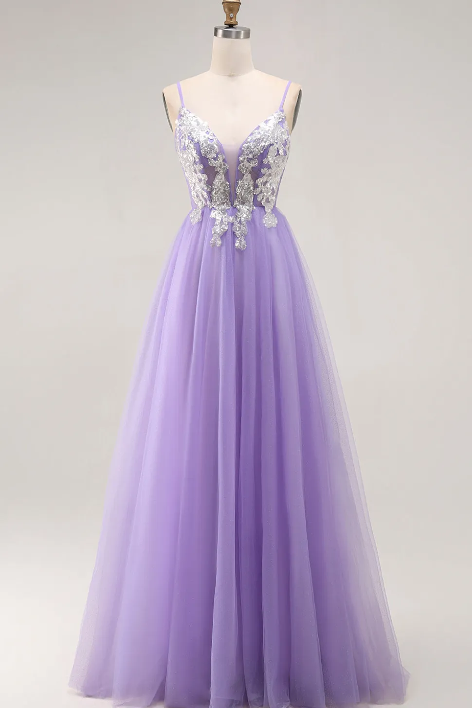 Purple A Line Appliqued Corset Long Prom Dress with Lace Up Back
