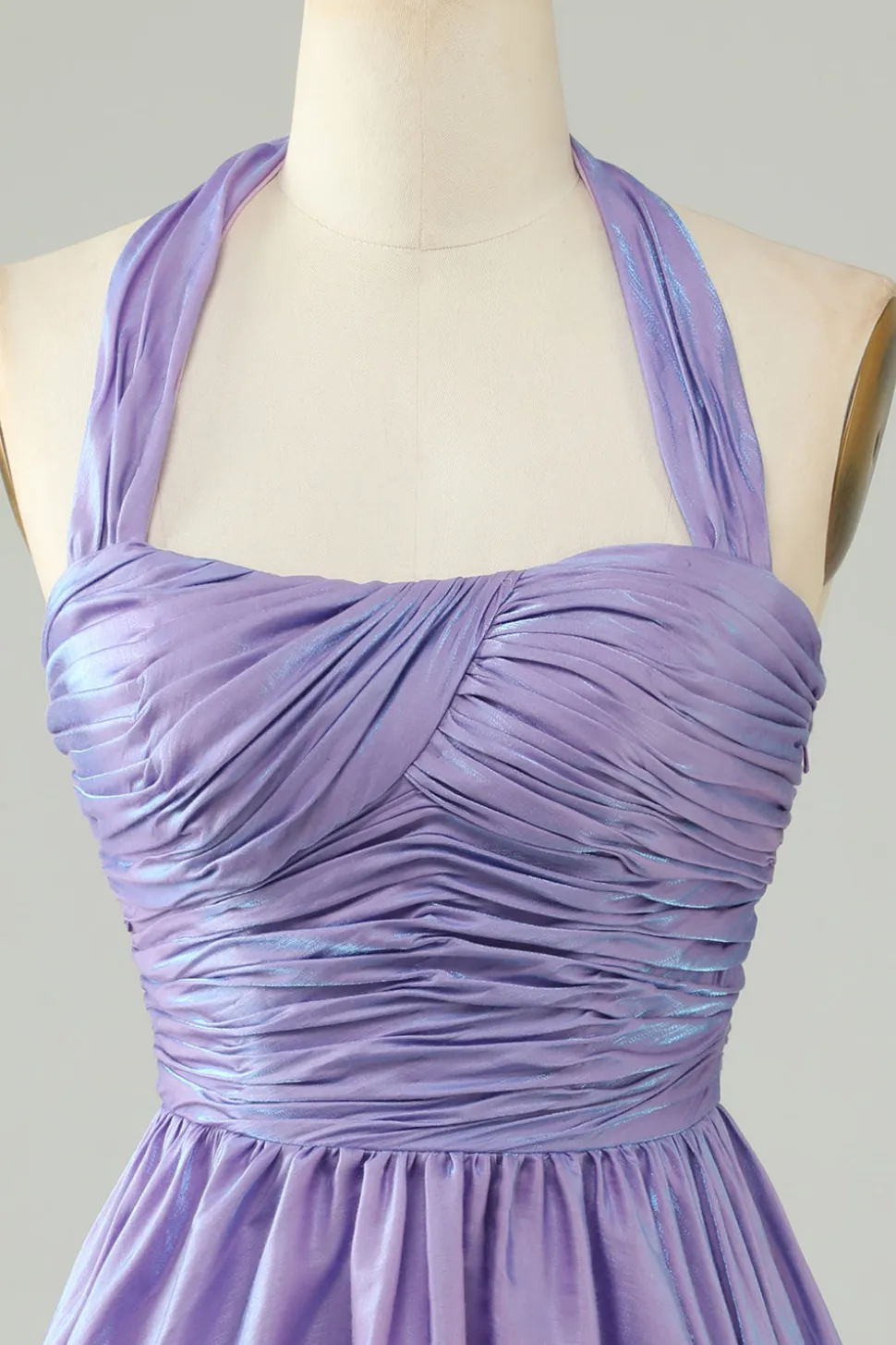 Purple Halter Open Back Mangas Uma Linha Homecoming Dress