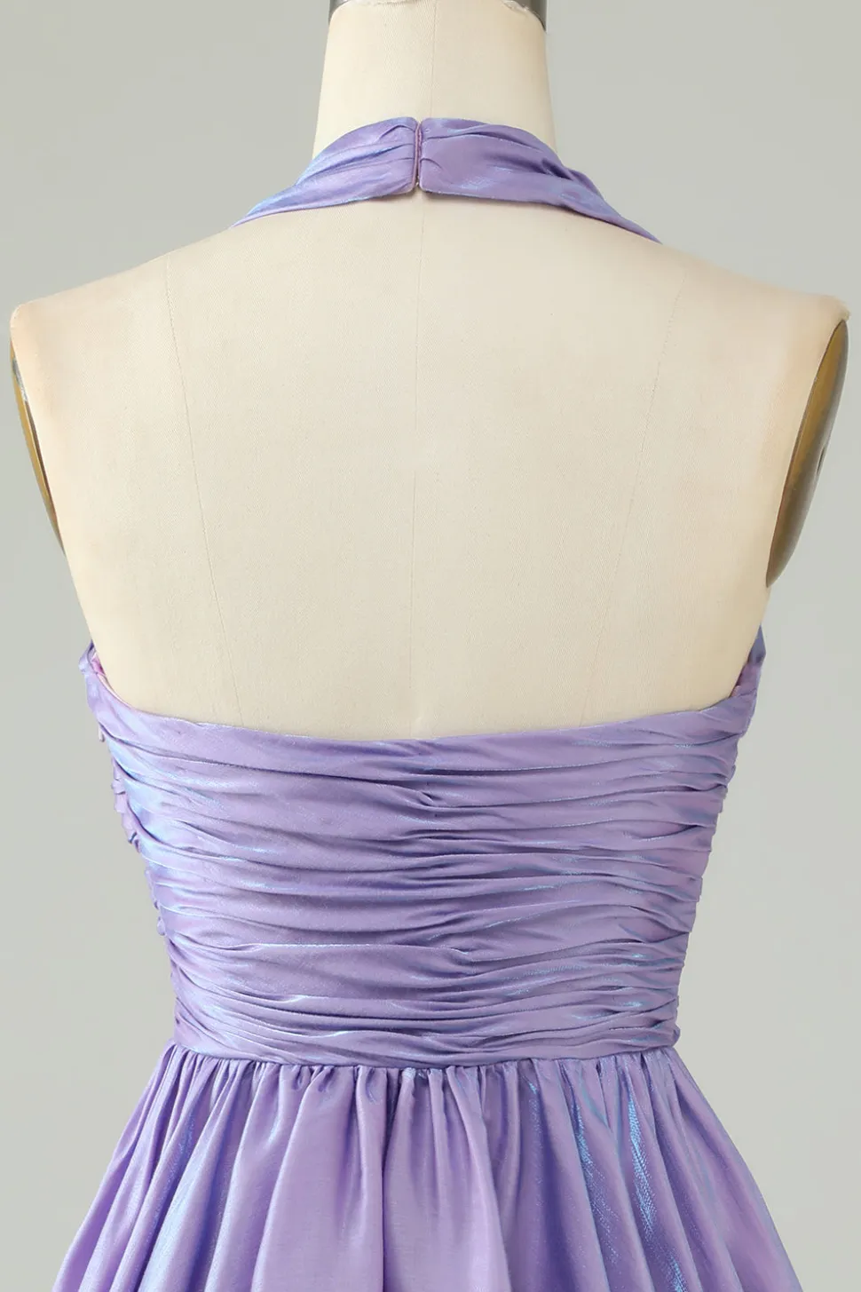 Purple Halter Open Back Mangas Uma Linha Homecoming Dress