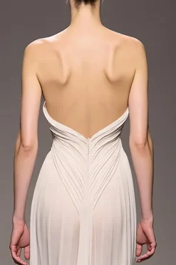 Querida bainha elegante marfim Ruched longo vestido de noite