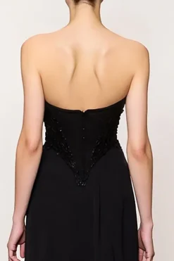 Querida bainha preta simples vestido de noite longo com fenda