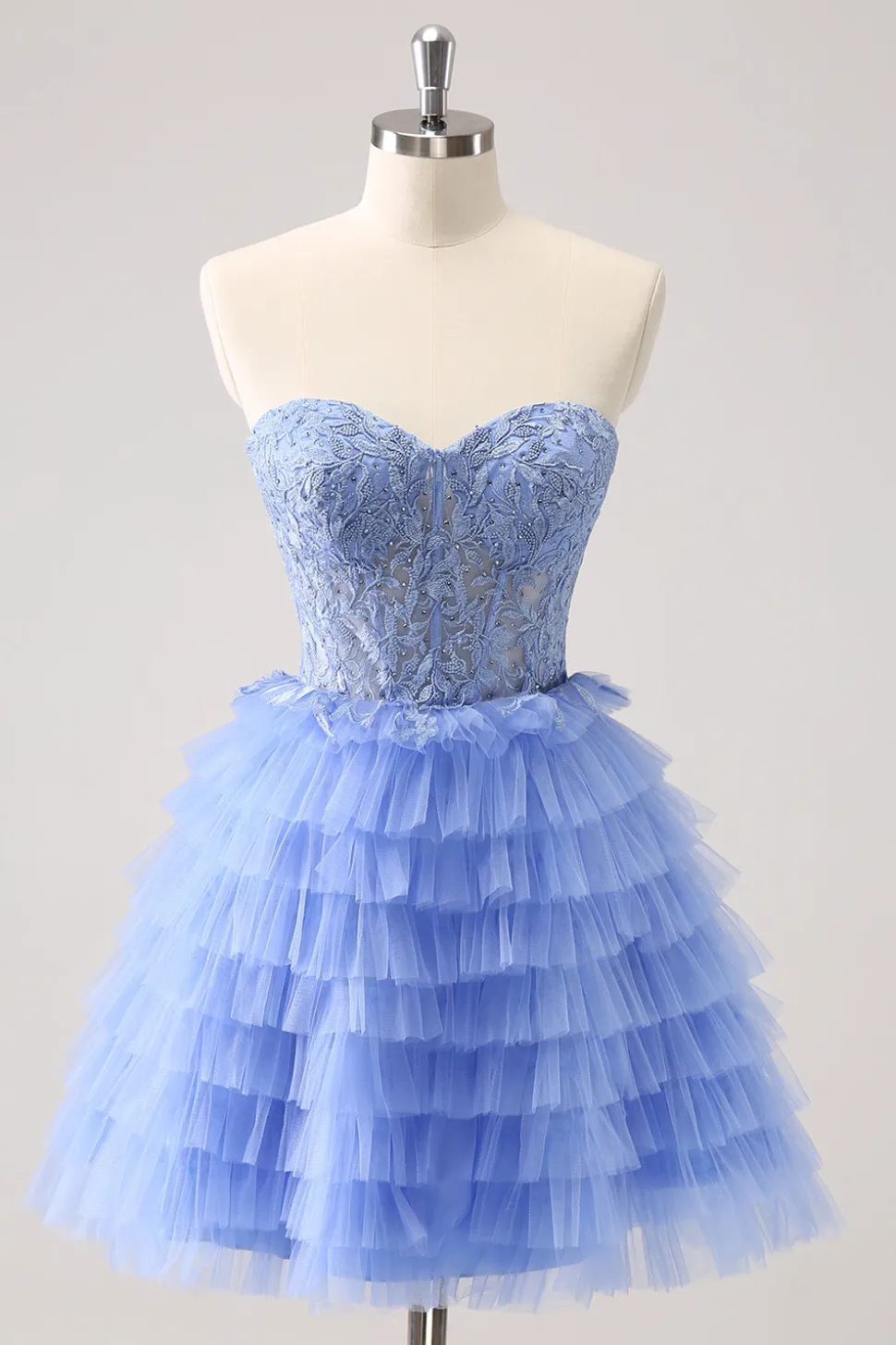 Querida Lilás A-Line Corset Tulle Homecoming Vestido com Renda