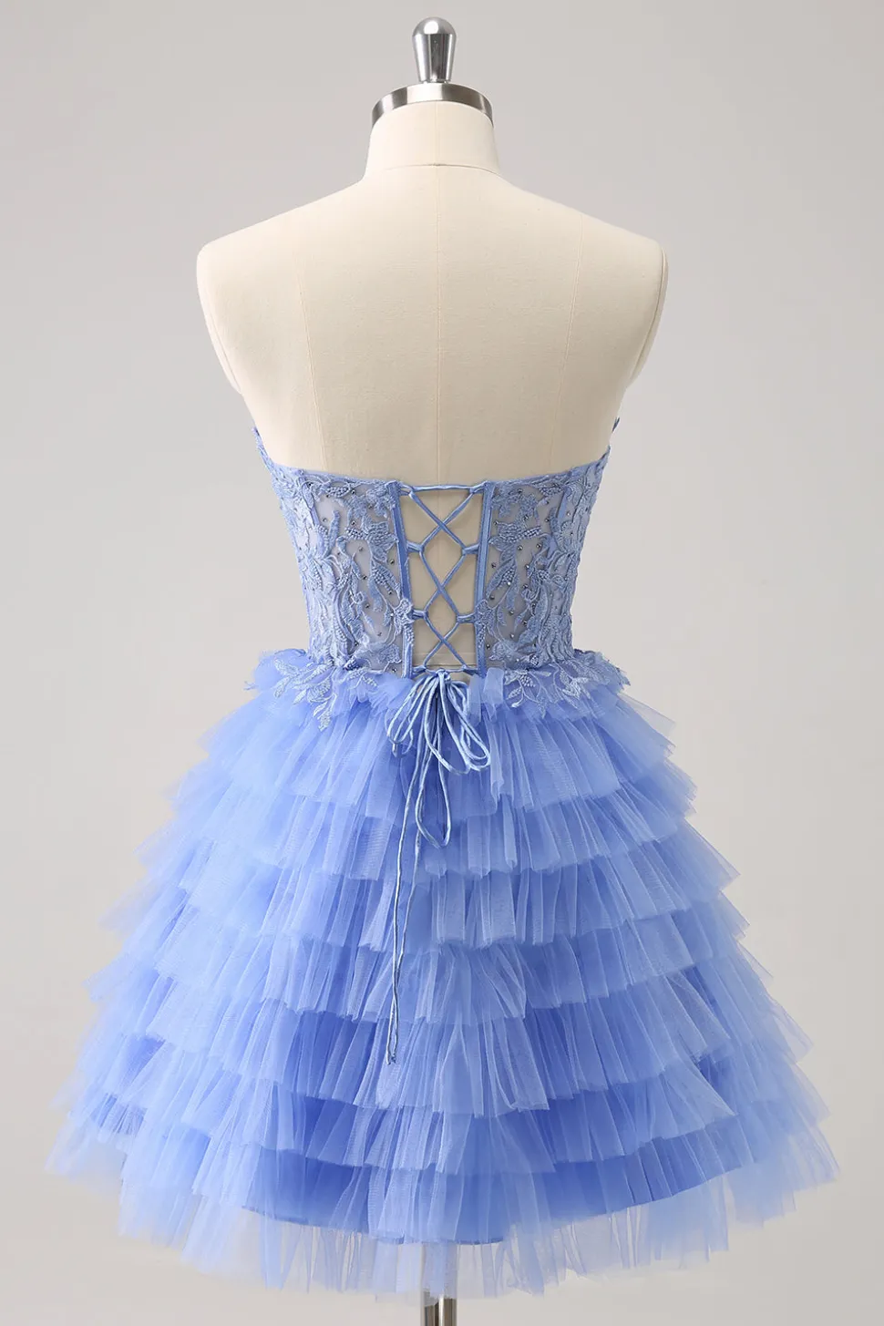 Querida Lilás A-Line Corset Tulle Homecoming Vestido com Renda
