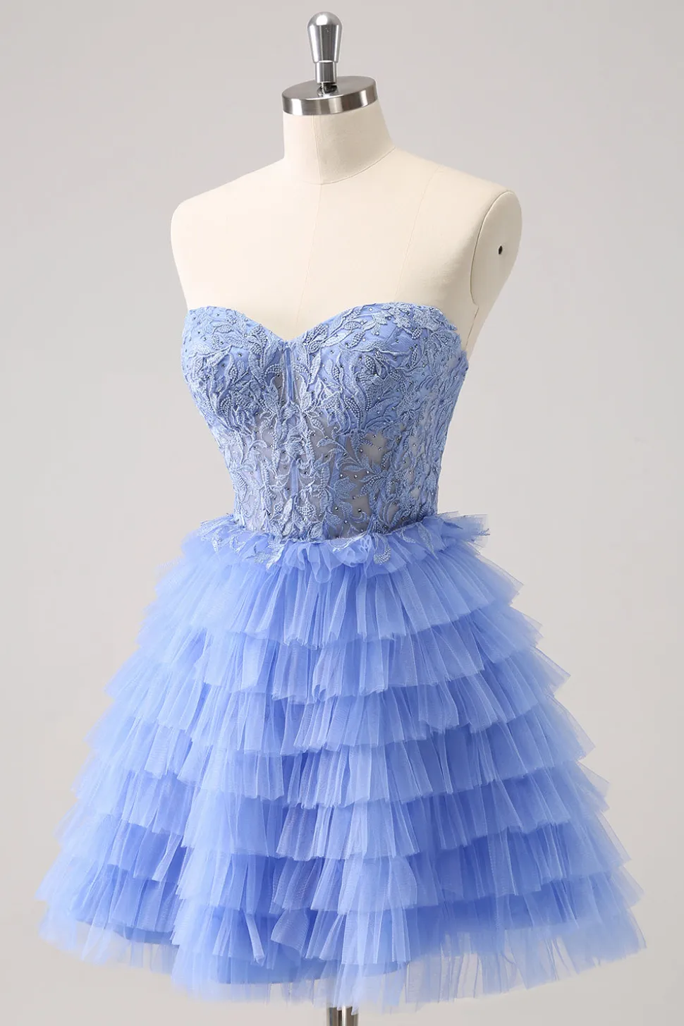 Querida Lilás A-Line Corset Tulle Homecoming Vestido com Renda