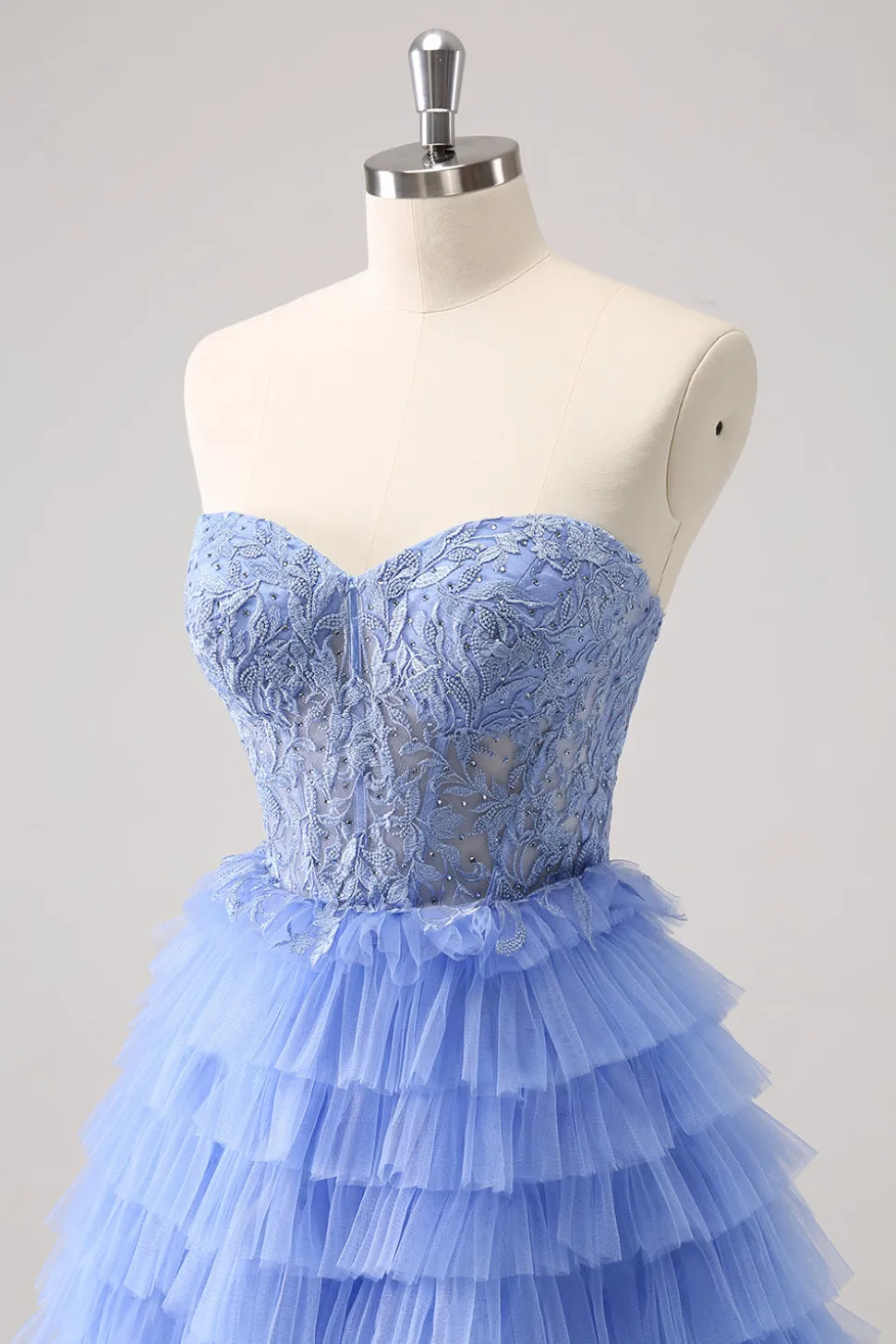 Querida Lilás A-Line Corset Tulle Homecoming Vestido com Renda