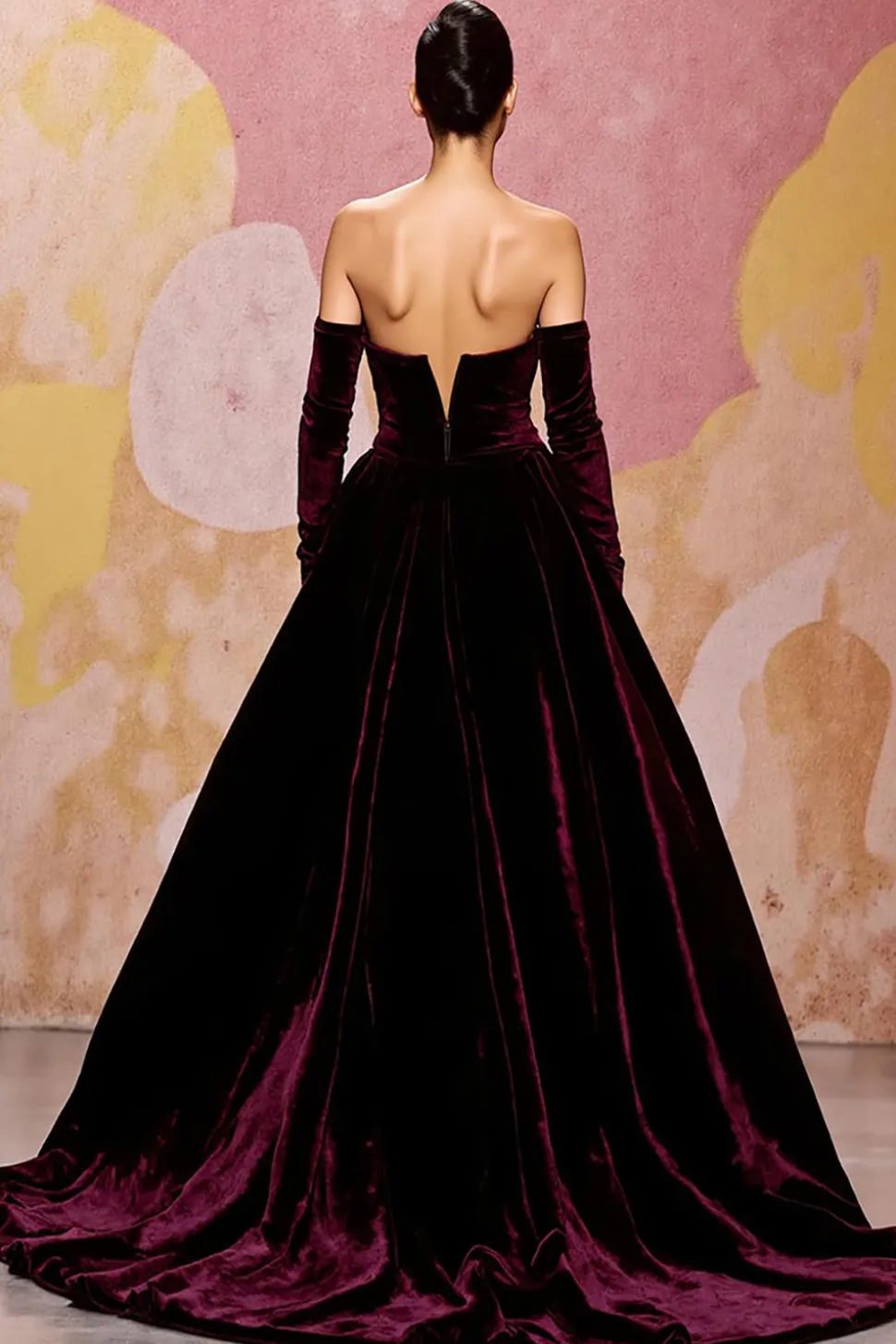 Querida Veludo Vermelho Escuro Uma Linha Vestido de Noite Longo