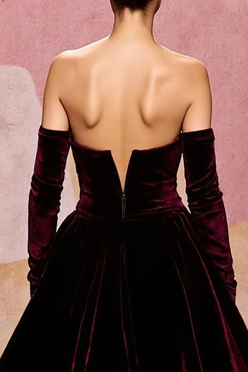 Querida Veludo Vermelho Escuro Uma Linha Vestido de Noite Longo