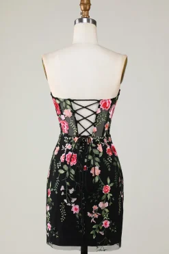 Querido Vestido Preto de Cocktail Com Apliques