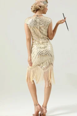 Red Gatsby Glitter Fringe 1920s Flapper Dress