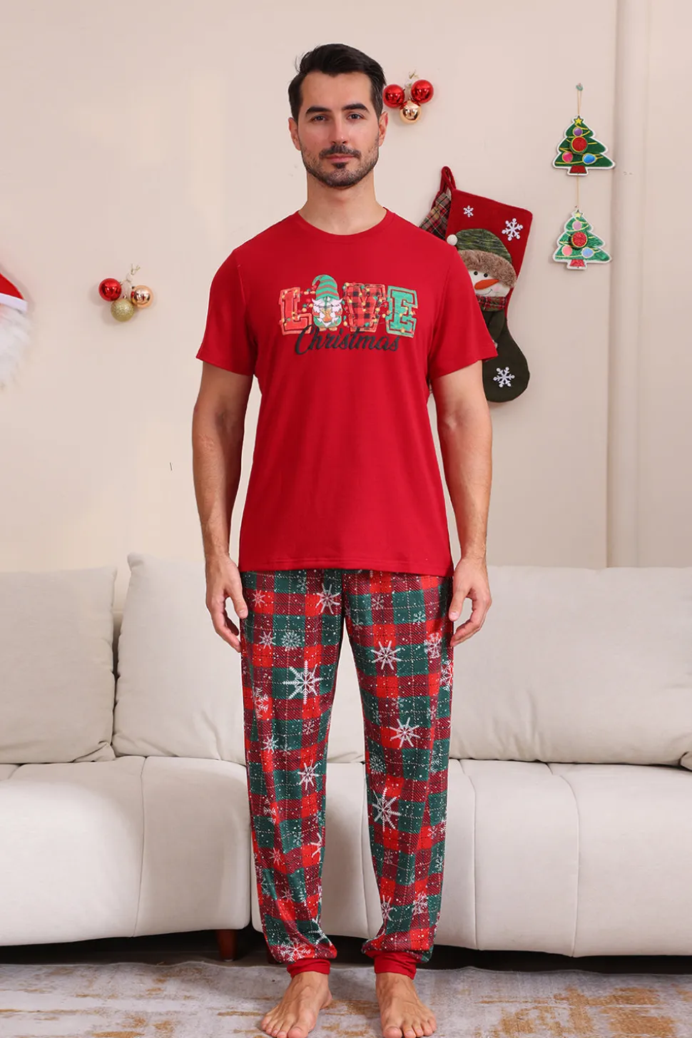Red Merry Natal Família Pijama Sets
