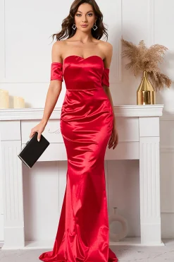 Red Off The Shoulder Mermaid Prom Dress