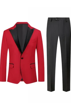 Red Peak Lapel One Button 2 Peças Fatos de Baile de Formatura Masculino