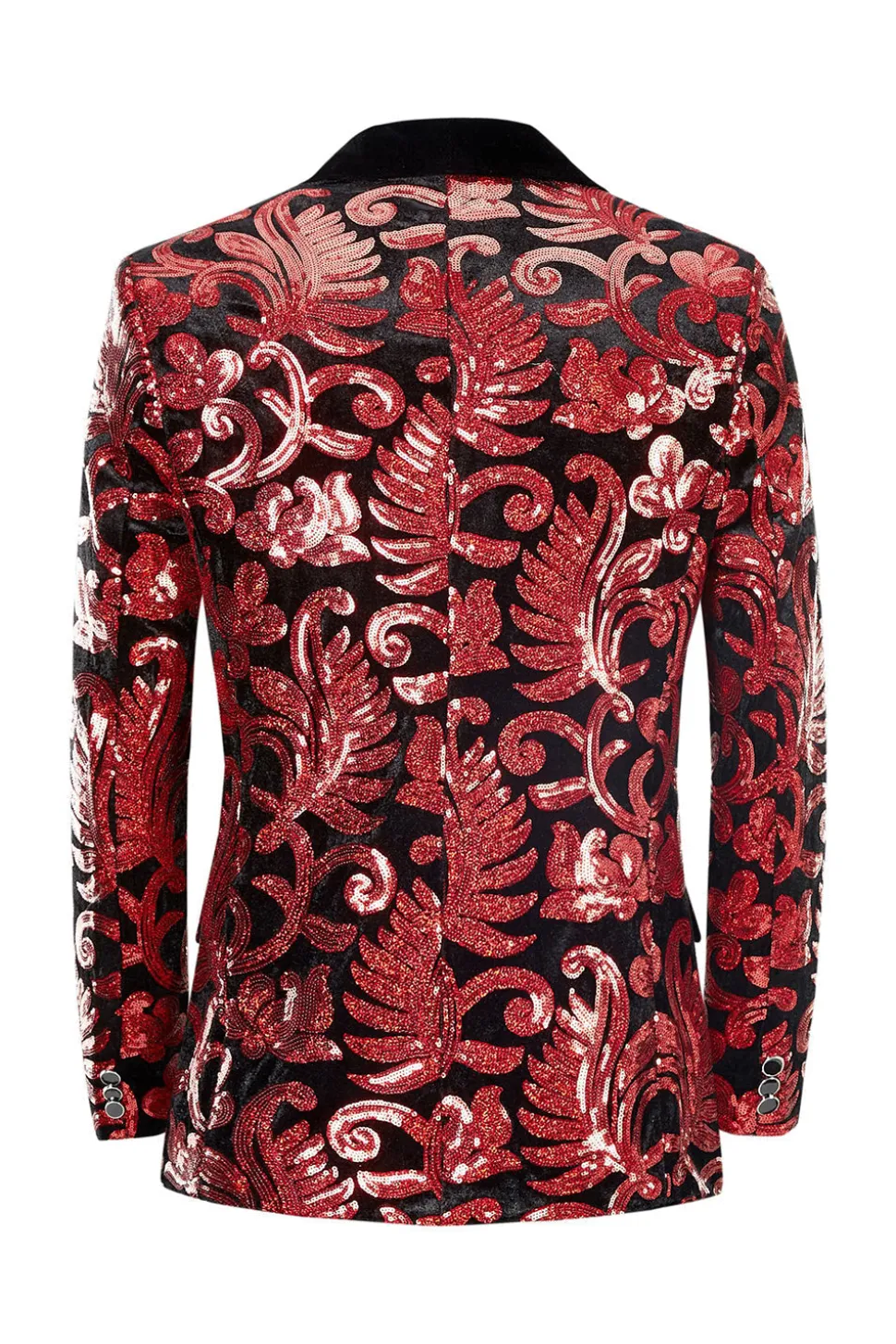 Red Sequins Padrão Floral Masculino 2 Peças Ternos