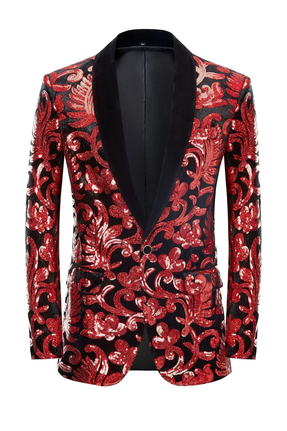 Red Sequins Padrão Floral Masculino 2 Peças Ternos