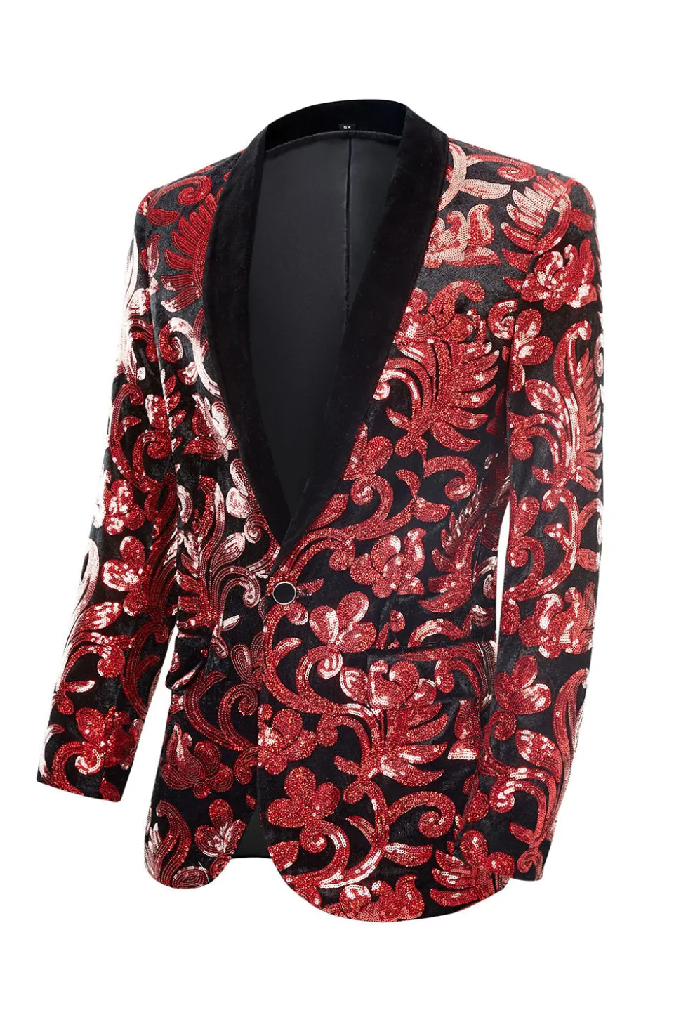 Red Sequins Padrão Floral Masculino 2 Peças Ternos