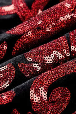 Red Sequins Padrão Floral Masculino 2 Peças Ternos