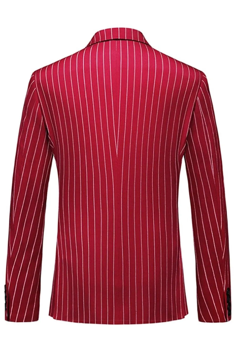 Red Striped Pico Lapela 3-Piece Homens Ternos