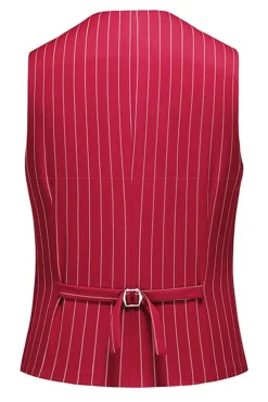 Red Striped Pico Lapela 3-Piece Homens Ternos