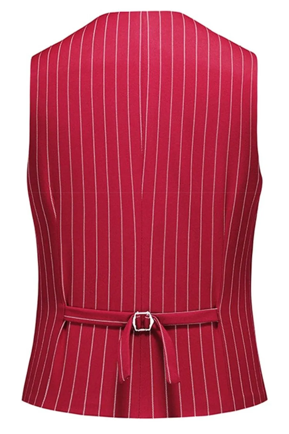 Red Striped Pico Lapela 3-Piece Homens Ternos