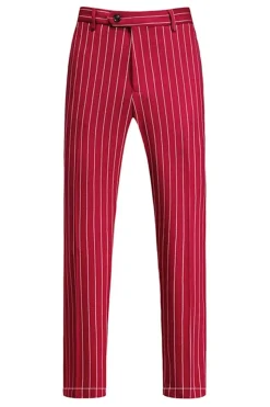 Red Striped Pico Lapela 3-Piece Homens Ternos