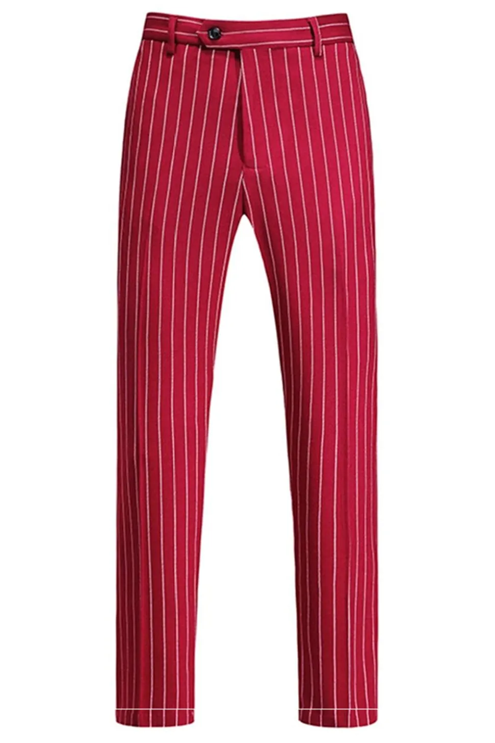 Red Striped Pico Lapela 3-Piece Homens Ternos
