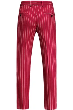 Red Striped Pico Lapela 3-Piece Homens Ternos
