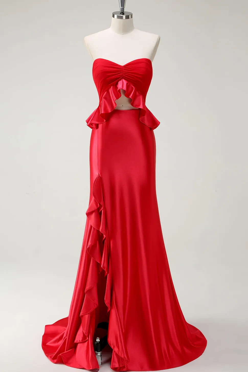 Red Sweetheart Sereia Vestido Longo Baile de Formatura com Fenda