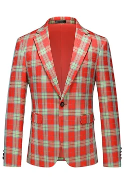 Red Vintage Notched Lapel Striped Prom Blazer