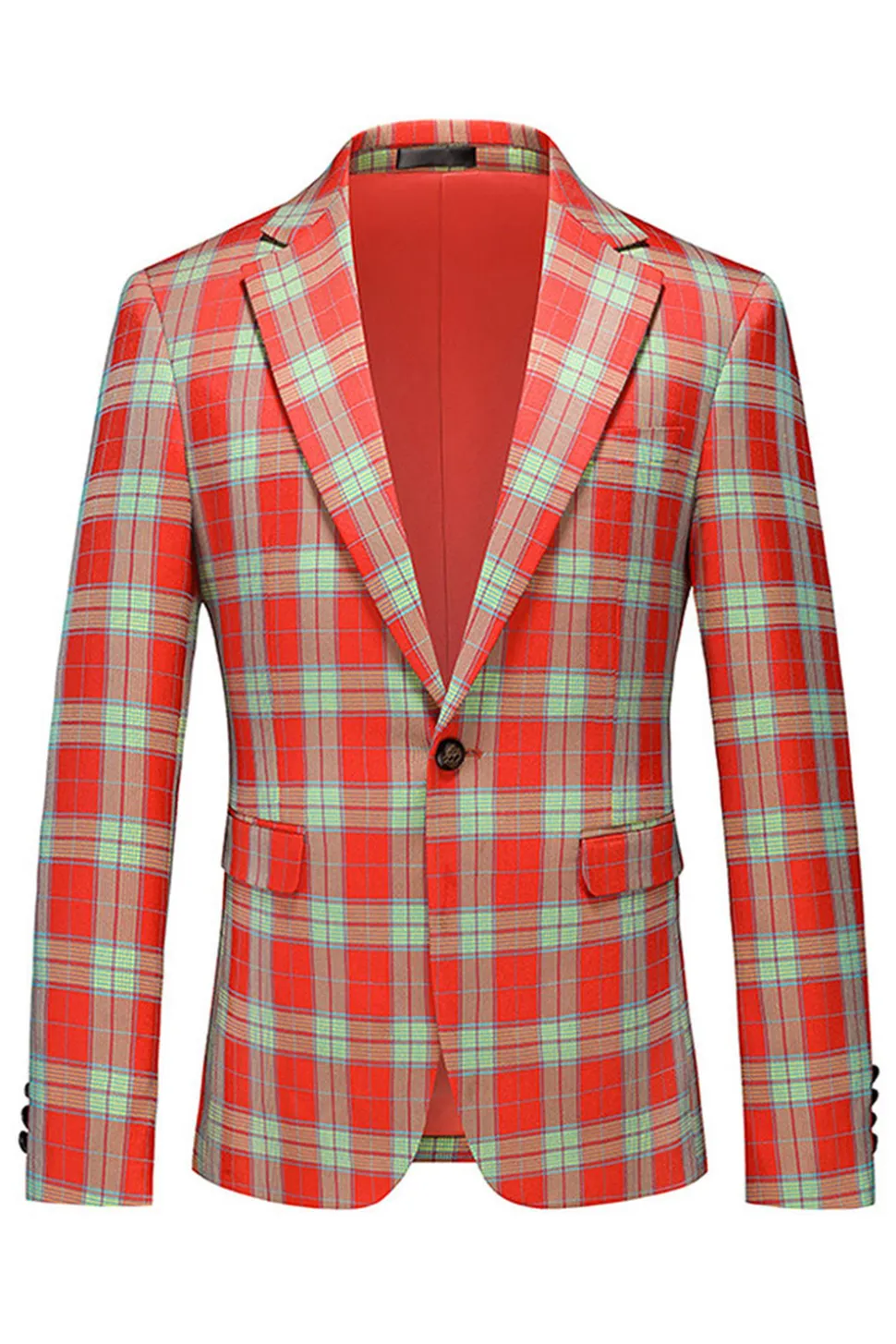 Red Vintage Notched Lapel Striped Prom Blazer