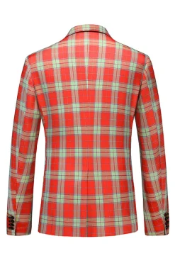 Red Vintage Notched Lapel Striped Prom Blazer