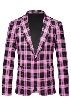 Red Vintage Notched Lapel Striped Prom Blazer