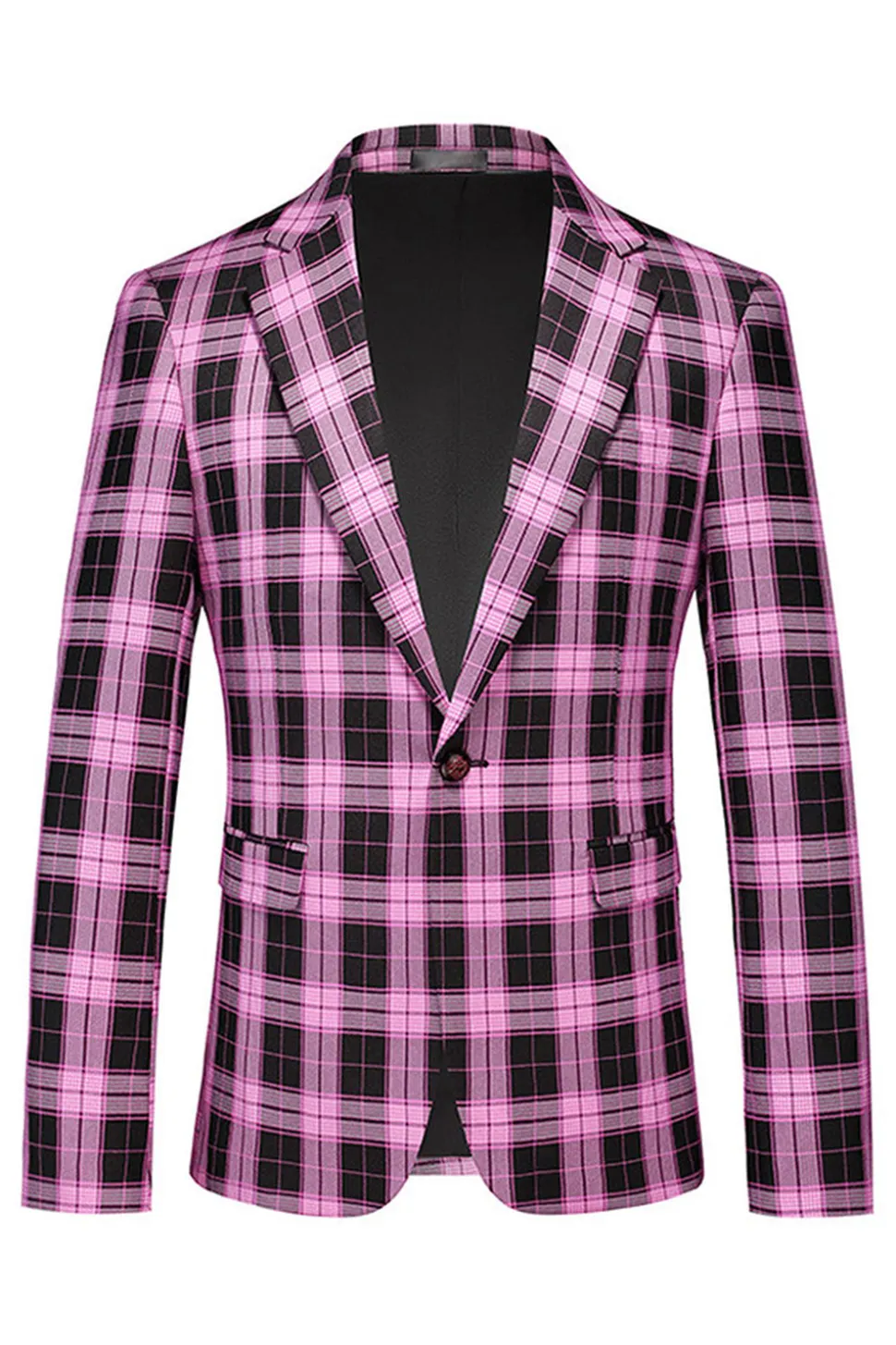 Red Vintage Notched Lapel Striped Prom Blazer