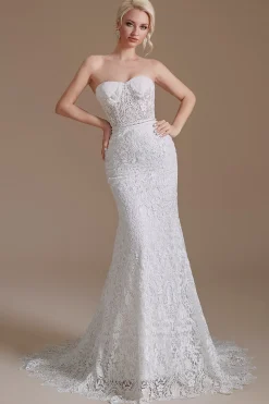 Renda branca renda destacável mangas puff varrer vestido de noiva de trem