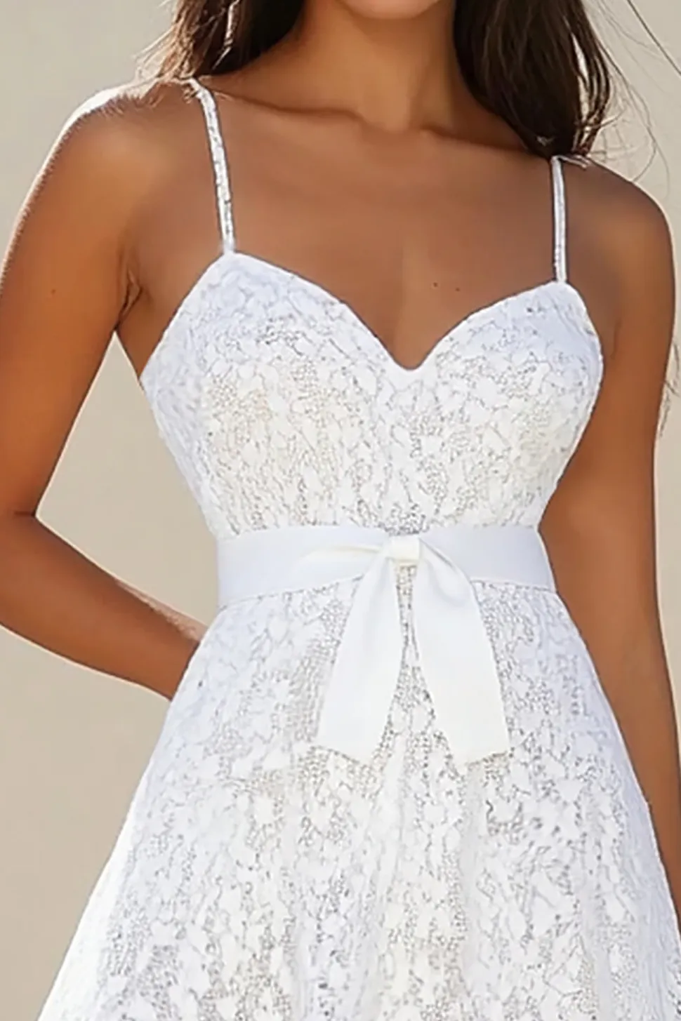 Renda Linha-A Alças Finas Curto/Mini Vestido de Formatura