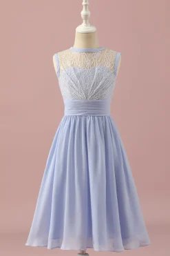 Renda Roxa Clara Vestido Dama de Honra Júnior Curto