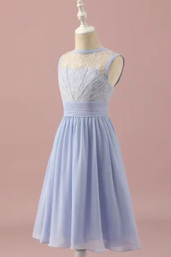 Renda Roxa Clara Vestido Dama de Honra Júnior Curto