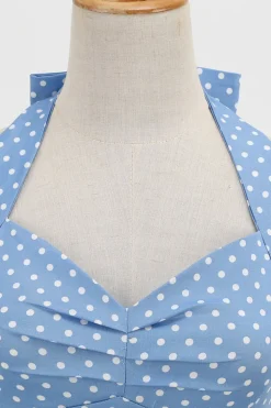 Retro Polka Dots Halter Open Back Dress