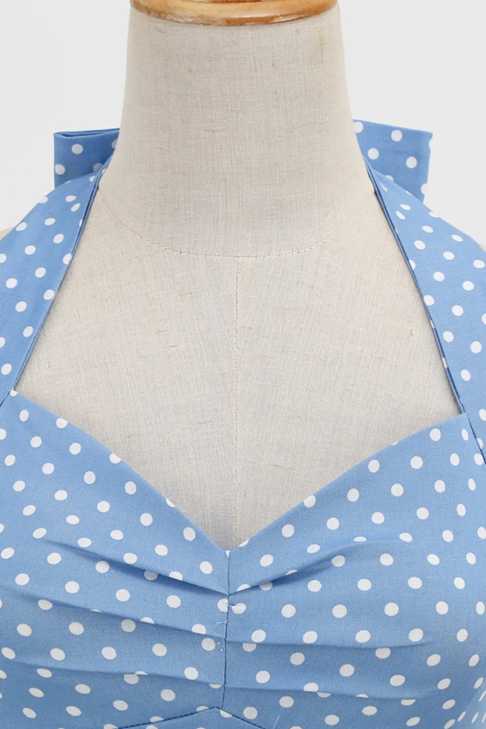 Retro Polka Dots Halter Open Back Dress