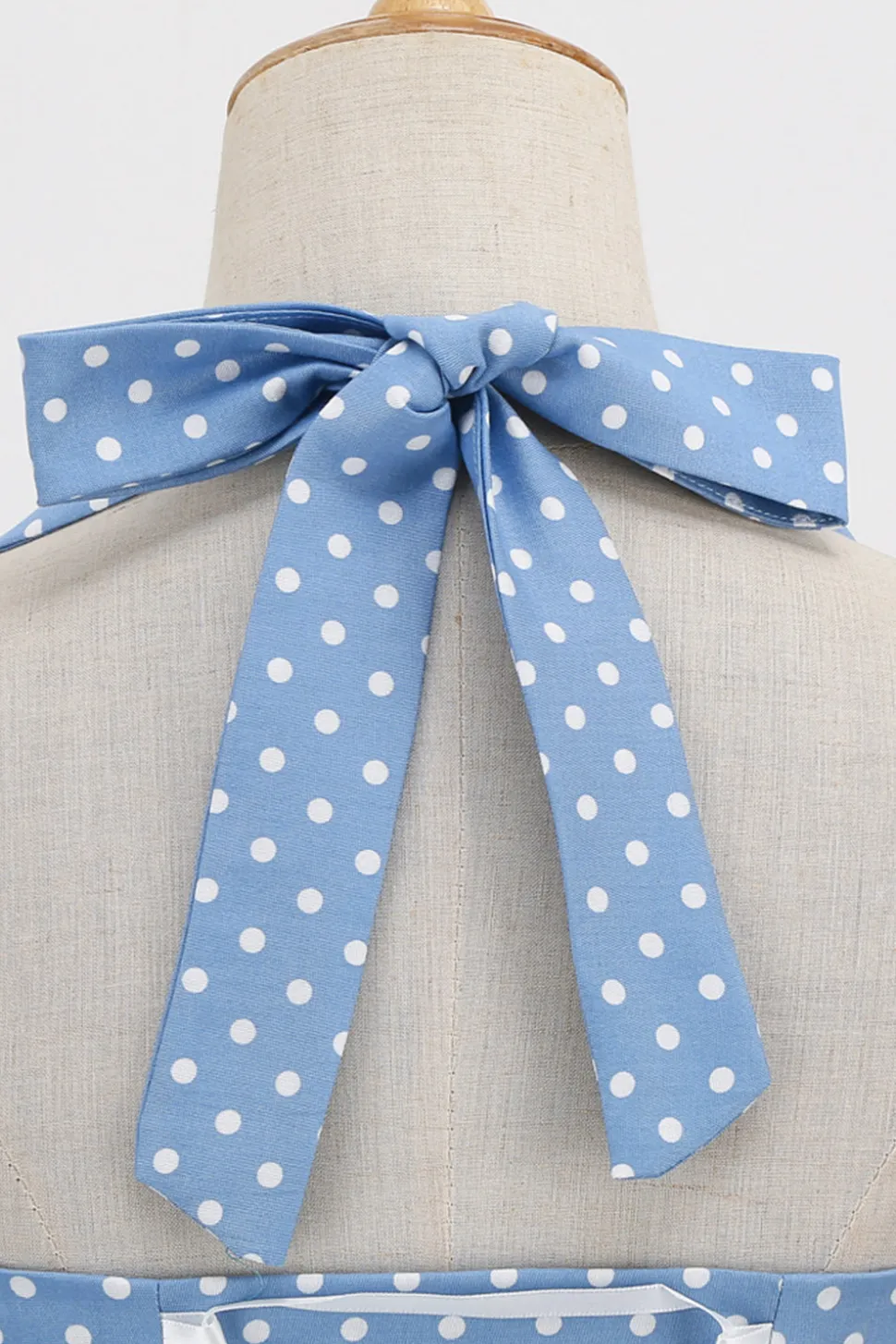 Retro Polka Dots Halter Open Back Dress