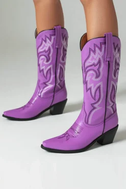 Retro Preto Dedo Apontado Salto Chunky Mid Calf Cowgirl Botas