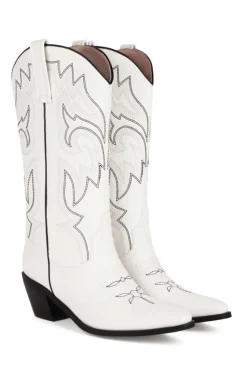 Retro Preto Dedo Apontado Salto Chunky Mid Calf Cowgirl Botas