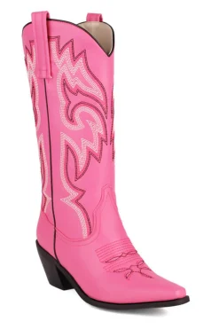 Retro Preto Dedo Apontado Salto Chunky Mid Calf Cowgirl Botas