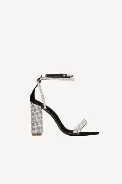 Rhinestone Chunky Heel One Buckle Sandálias de Salto Alto Sexy