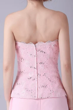 Rosa 3 Peças Casaco de Renda Mãe da Noiva Pant Suits