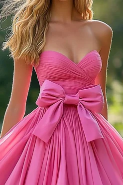 Rosa A Line Strapless Tiered Ruffled Tafetá Vestido de Baile