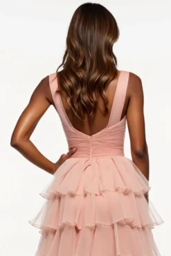 Rosa A Line V-Neck Ruffles Tiered Organza Prom Dress