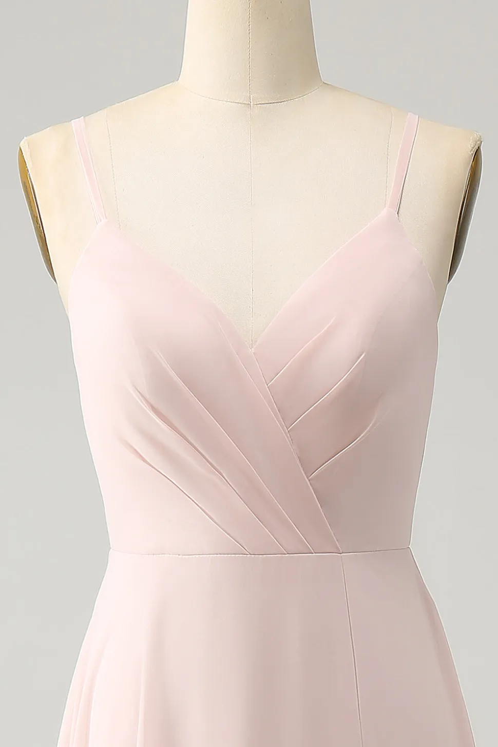 Rosa A Linha V Pescoço Chiffon Vestido Longo Madrinha com Fenda
