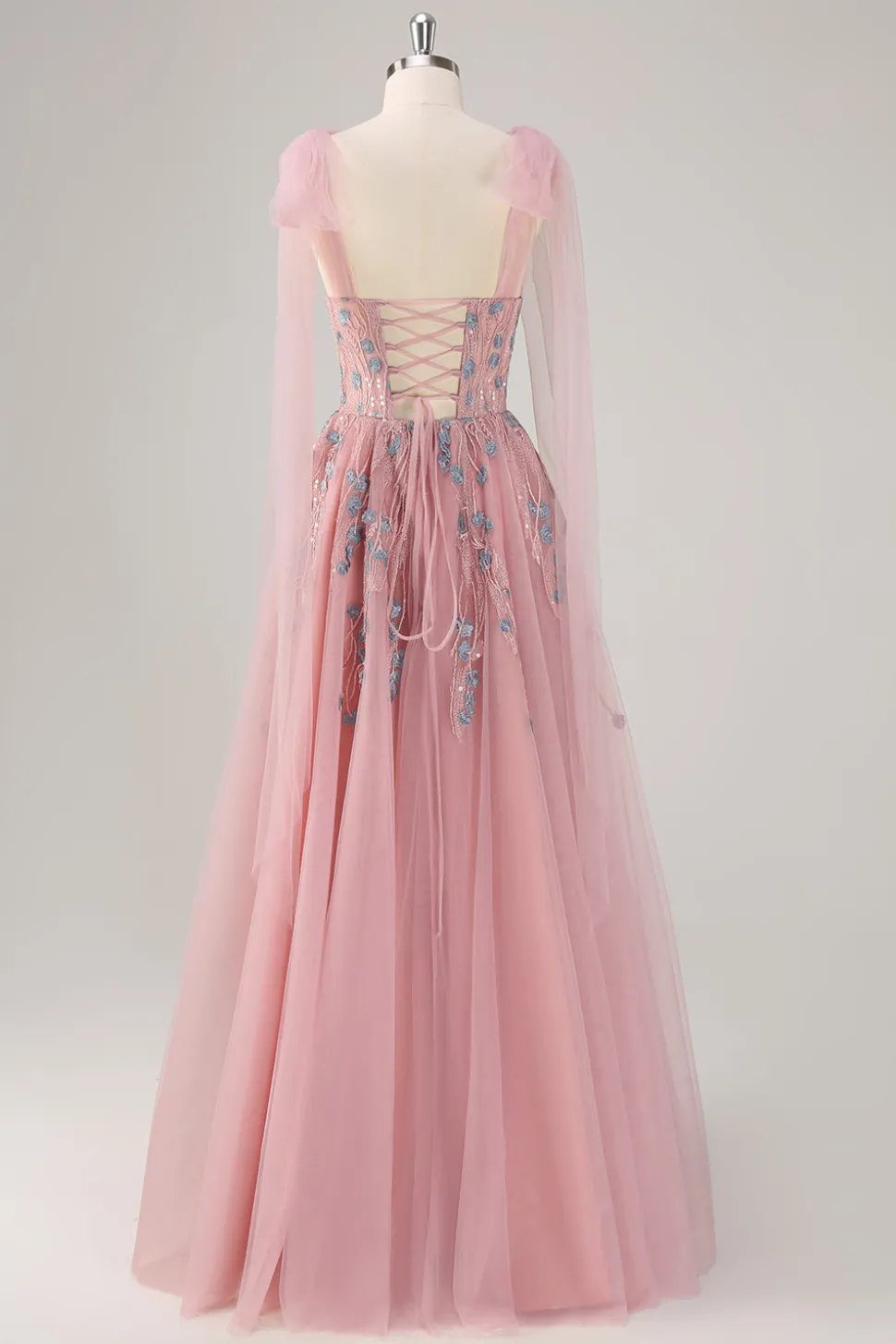 Rosa A-Line Long Prom Dress com Apliques