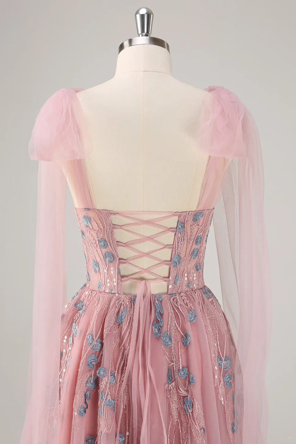 Rosa A-Line Long Prom Dress com Apliques