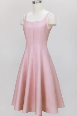 Rosa A-Line Spaghetti Straps Midi Vestido de Noiva